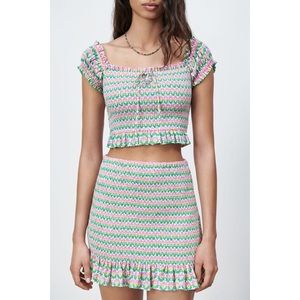 Zara Print Smocked Mini Skirt, Medium, Blogger Style